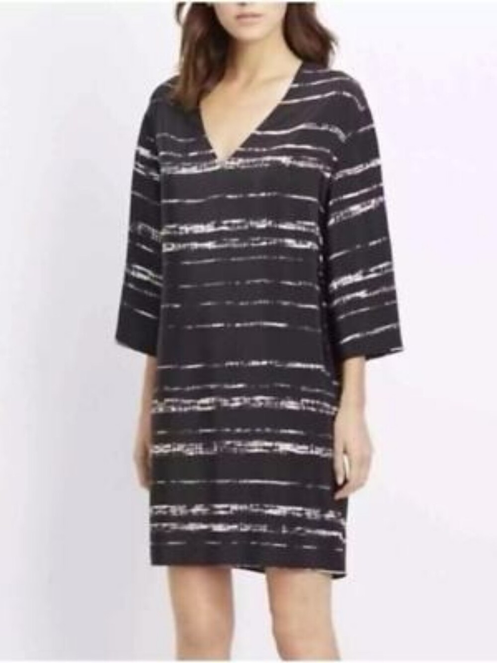 VINCE Shadow Stripe 100% Silk Shift Dress Size XS